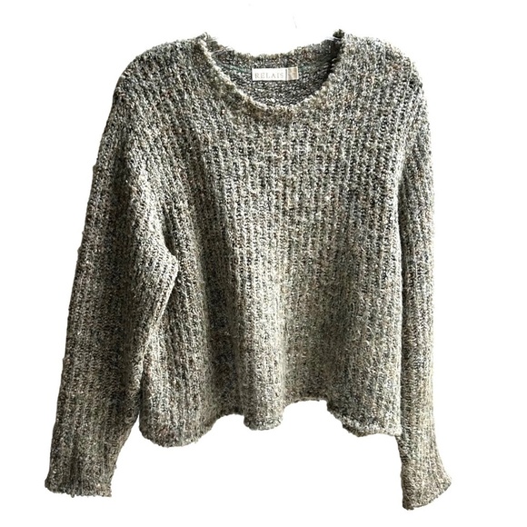 Relais Knitware Sweaters - RELAIS  Anthropologie Long Sleeve Cropped Nubby Crew Neck Knit Pullover Sweater
